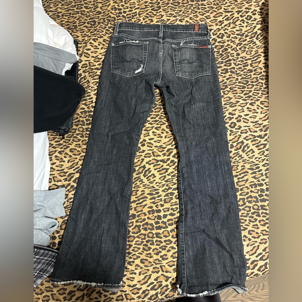 7 FOR ALL MANKIND flare grey/ black low rise jeans size 28